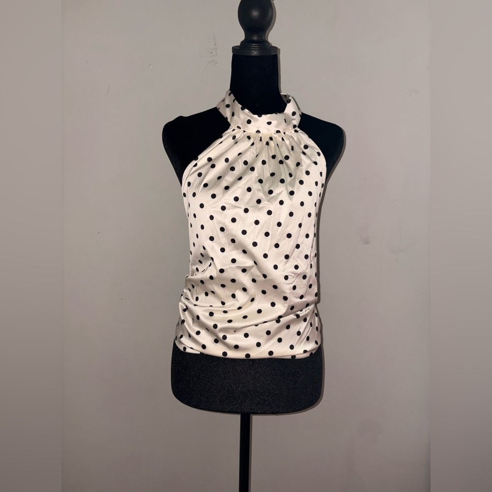 Women’s White Polka Dot Halter Top🖤🤍